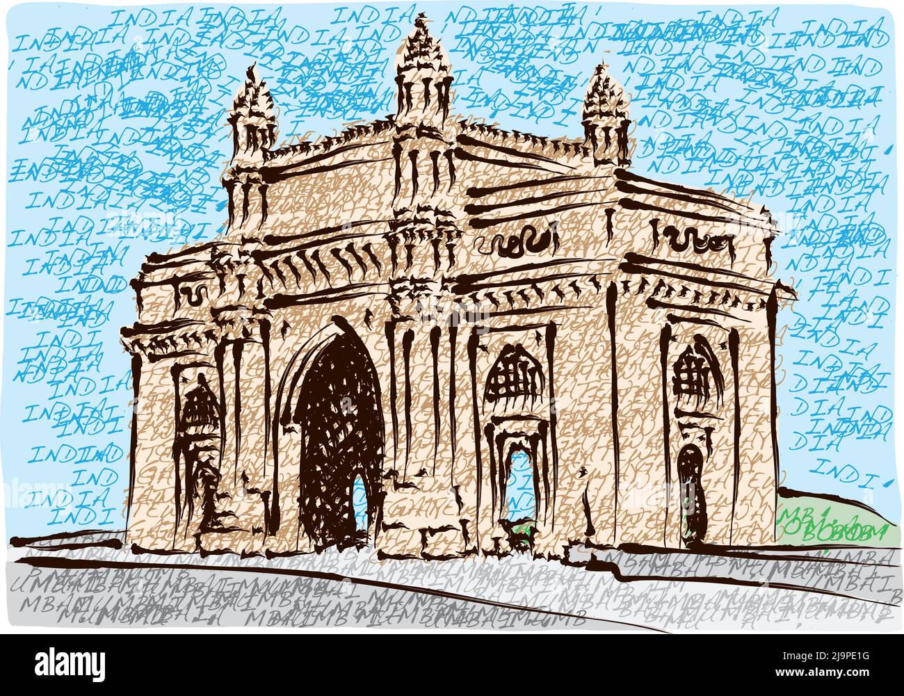 Mumbai Gateway of India, illustrazione vettoriale Illustrazione Vettoriale