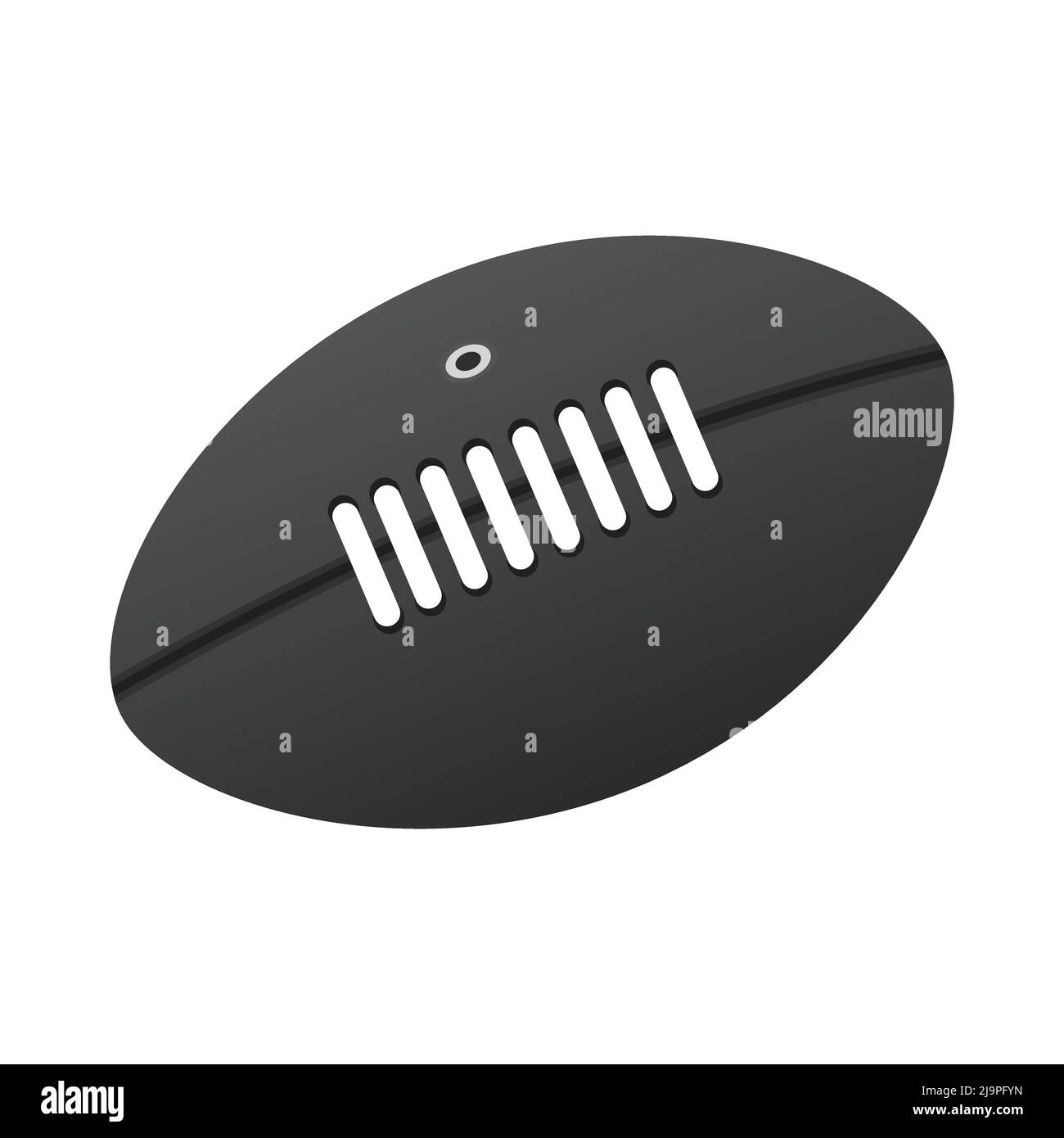 palla di rugby bianca e nera su sfondo bianco Illustrazione Vettoriale