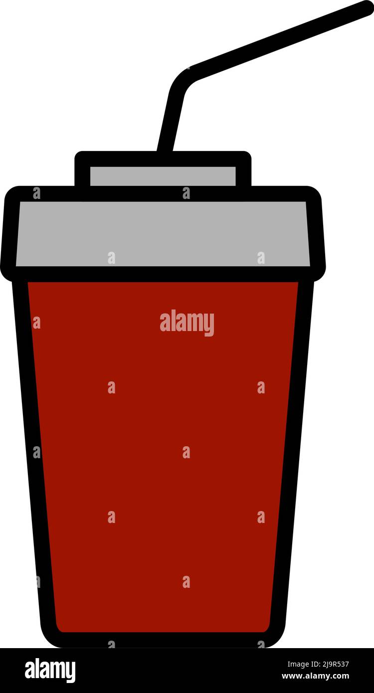 Icona Cinema Soda drink. Contorno grassetto modificabile con disegno riempimento colore. Illustrazione vettoriale. Illustrazione Vettoriale