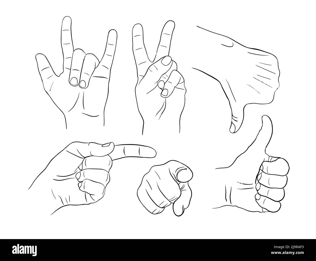 Collezione Doodle Gesture. Icone disegnate a mano isolate su sfondo bianco. Illustrazione vettoriale. Illustrazione Vettoriale