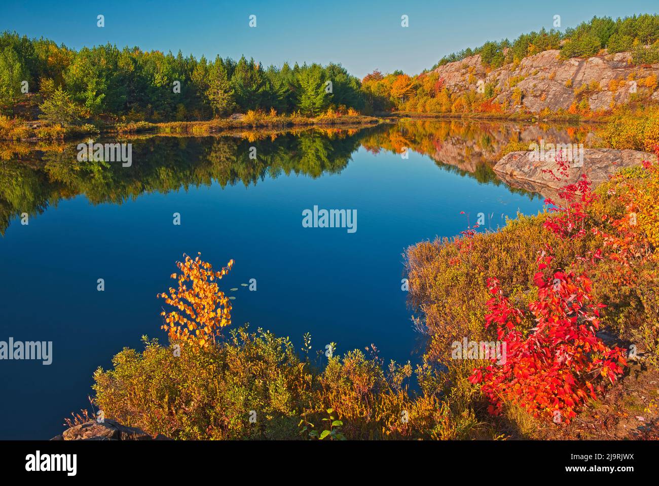 Canada, Ontario, Sudbury. Lake Laurentian Conservation Area in autunno. Foto Stock