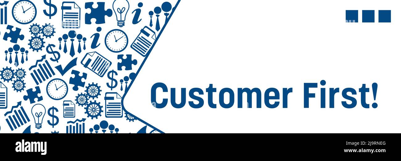 Customer First Blue Business Texture quadrati arrotondati orizzontali Foto Stock