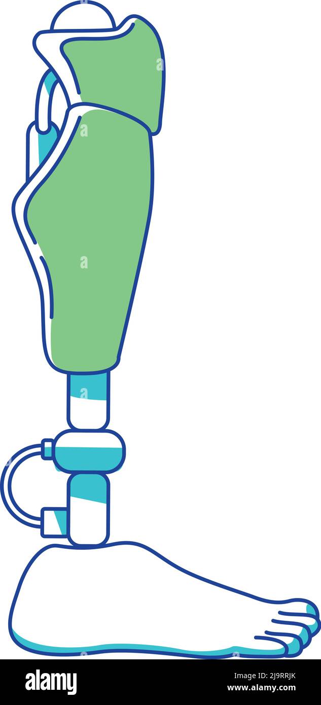 Elemento vettoriale semi-piatto a colori per la protesi della gamba Illustrazione Vettoriale