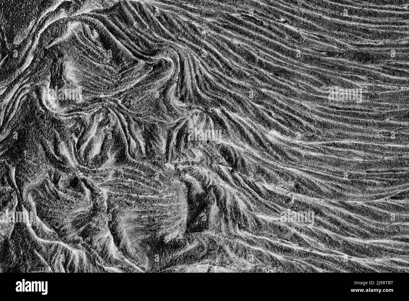 Recente flusso di lava di pahoehoe, Baia di Sullivan, Isola di Santiago, Isole Galapagos, Ecuador. Foto Stock