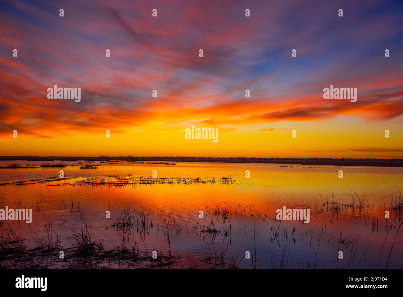 Tramonto al Quivira National Game Refuge Foto Stock