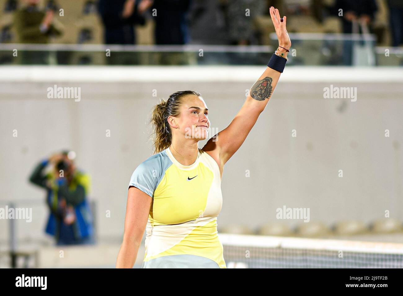 Parigi, Francia. 24th maggio 2022. Aryna Sabalenka di Bielorussia durante l'Open di Francia (Roland-Garros) 2022, torneo di tennis Grand Slam il 24 maggio 2022 allo stadio Roland-Garros di Parigi, Francia - Credit: Victor Joly/Alamy Live News Foto Stock