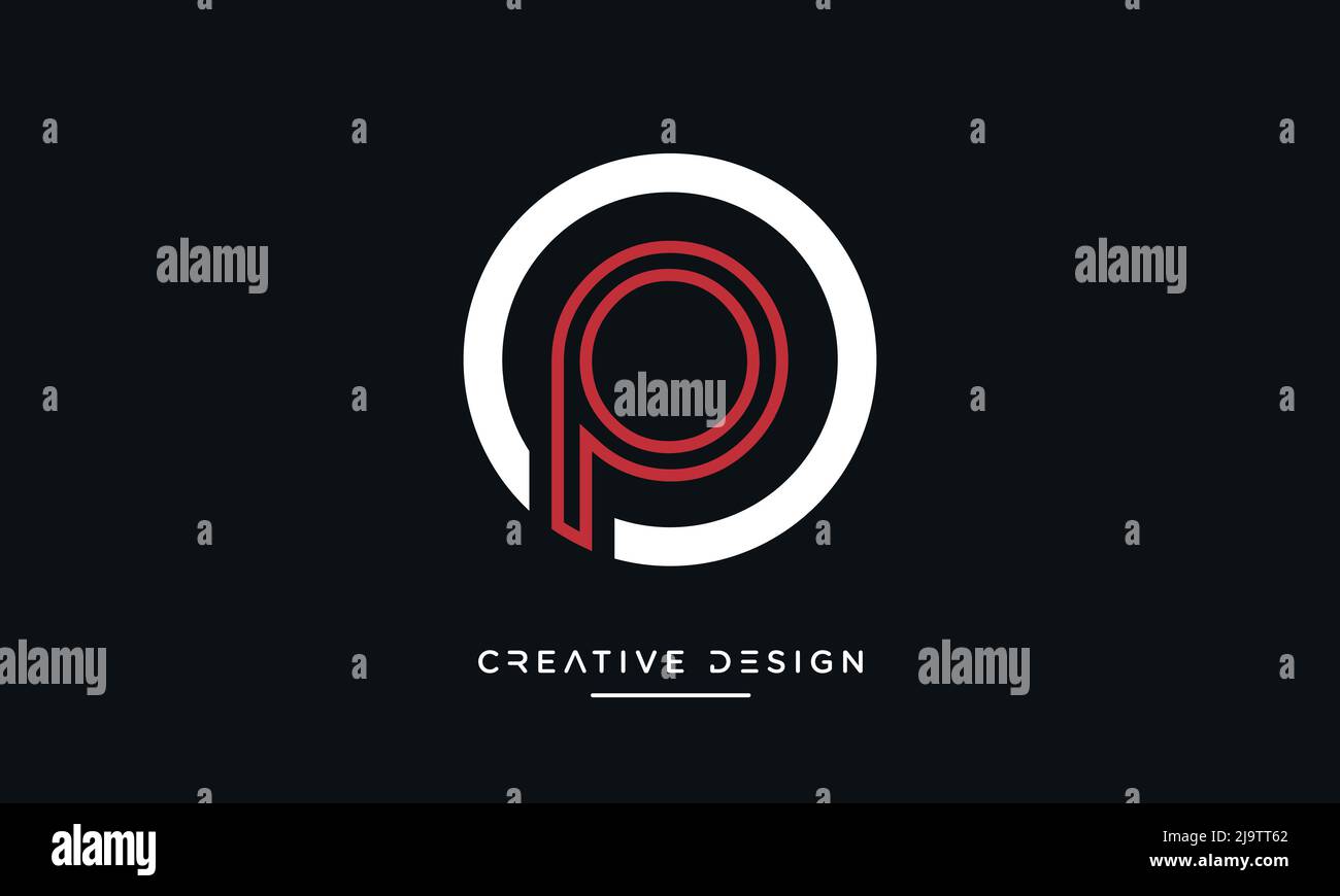 Alfabeto lettere OP o PO astratto icona logo Illustrazione Vettoriale