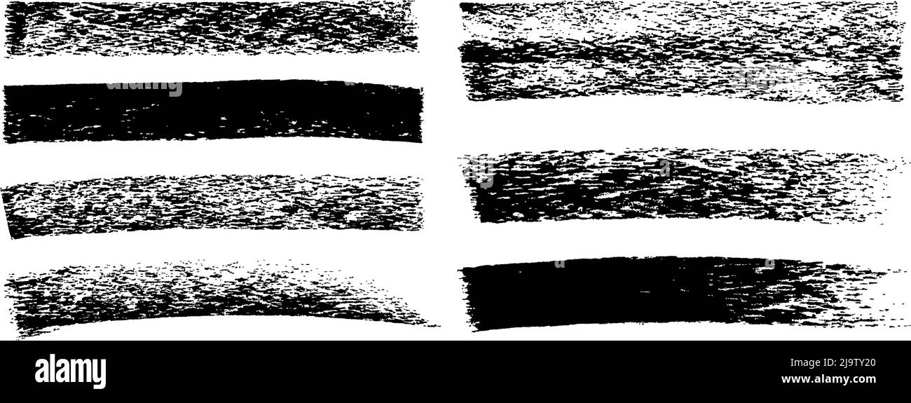 Matita di carbone disegnata a mano linee grassetto diritte. Illustrazione Vettoriale