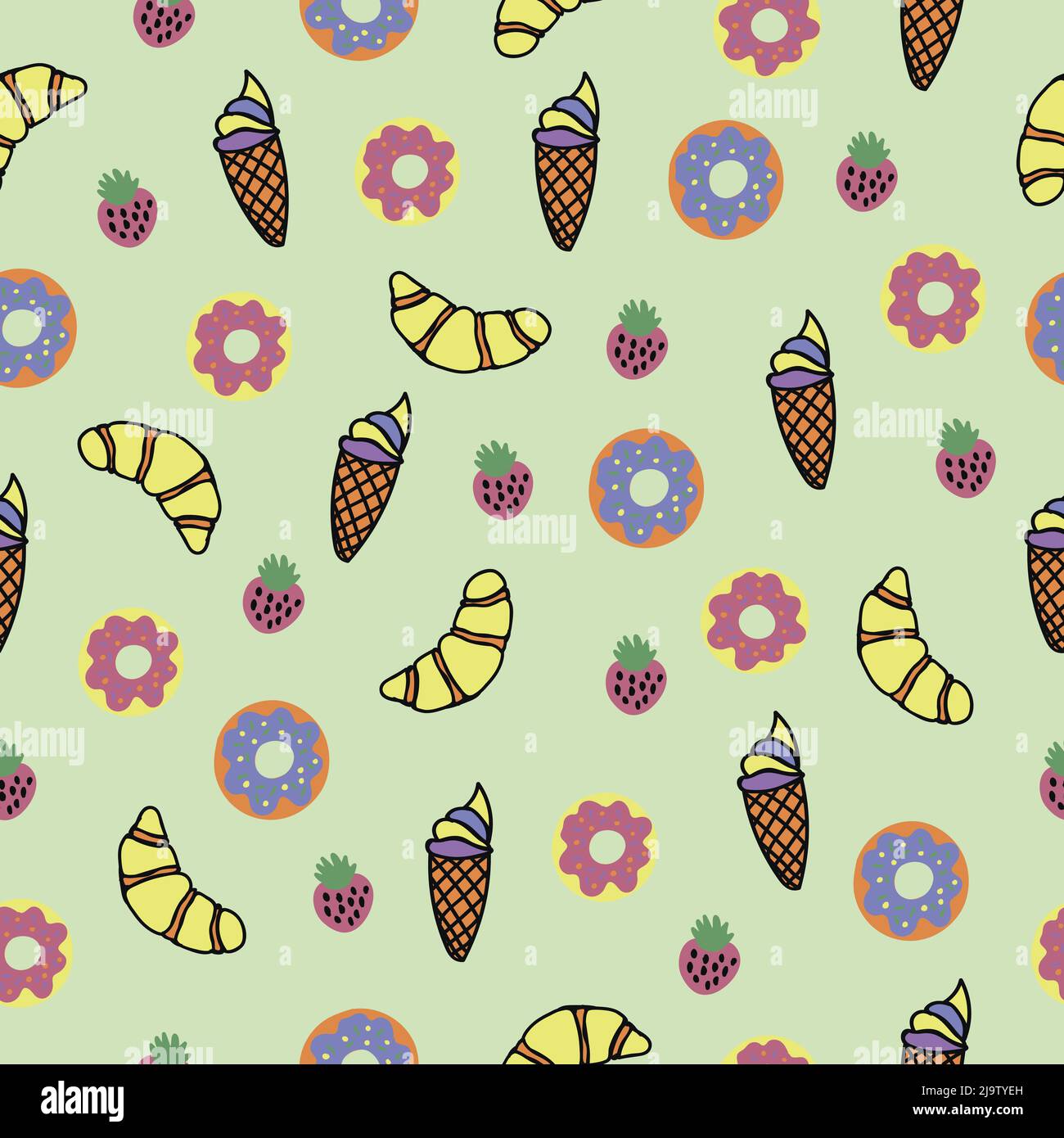 Dessert deliziosi, motivo vettoriale senza cuciture Illustrazione Vettoriale