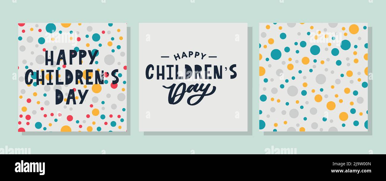 Buon giorno dei bambini. Frase vacanza. Lettere vettoriali disegnate a mano Illustrazione Vettoriale