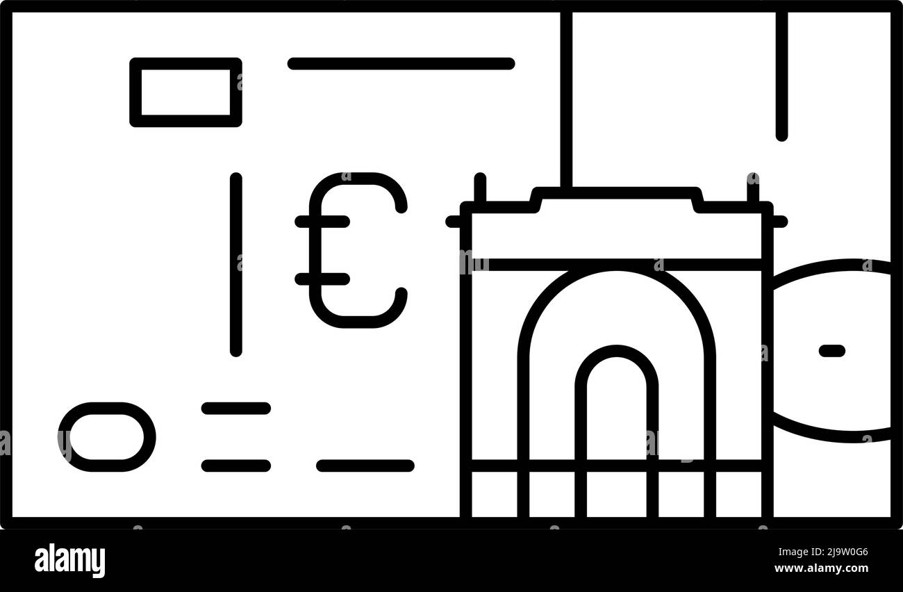 illustrazione vettoriale dell'icona della linea euro Illustrazione Vettoriale