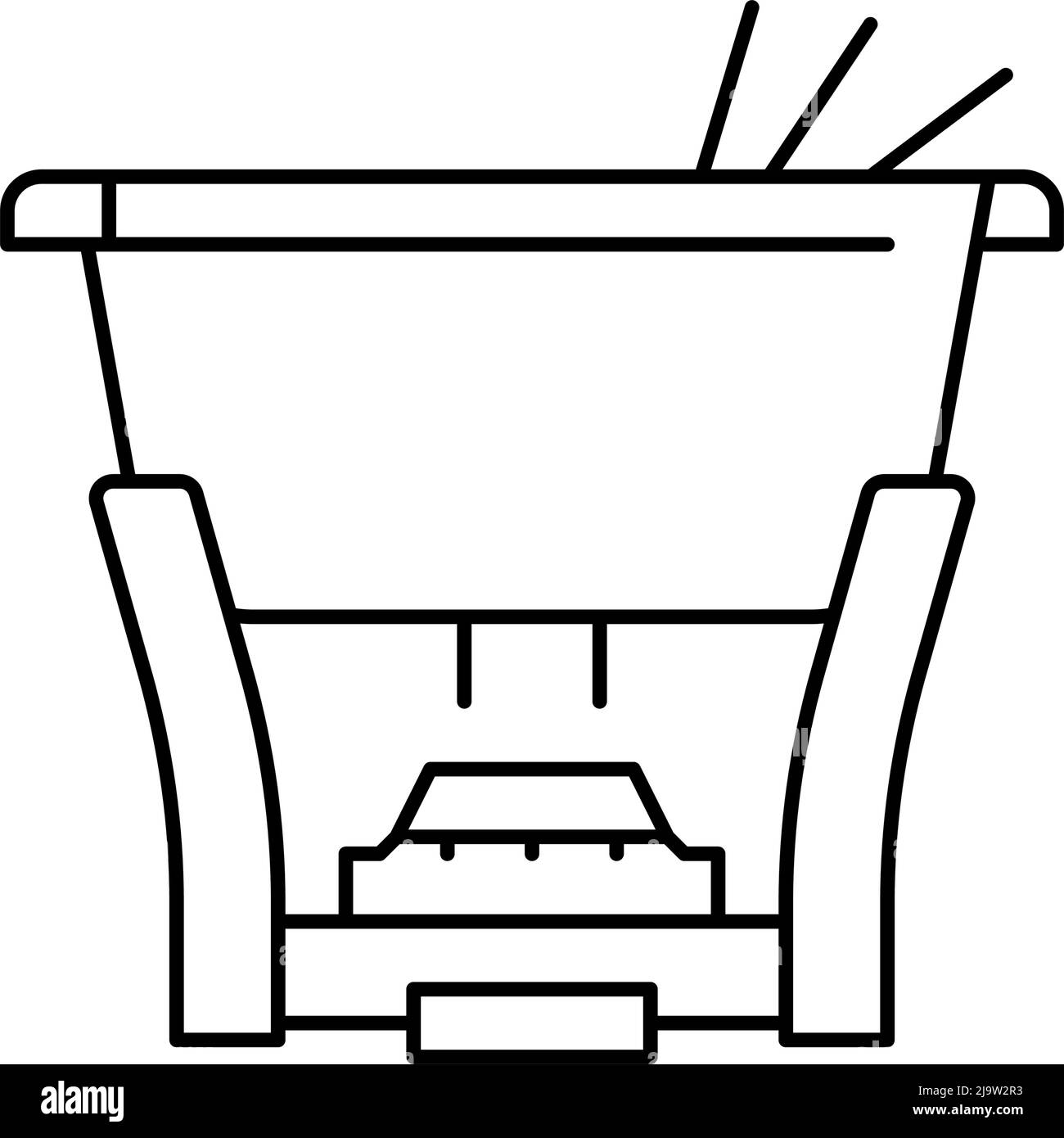 illustrazione vettoriale dell'icona della linea di fonduta in ghisa Illustrazione Vettoriale