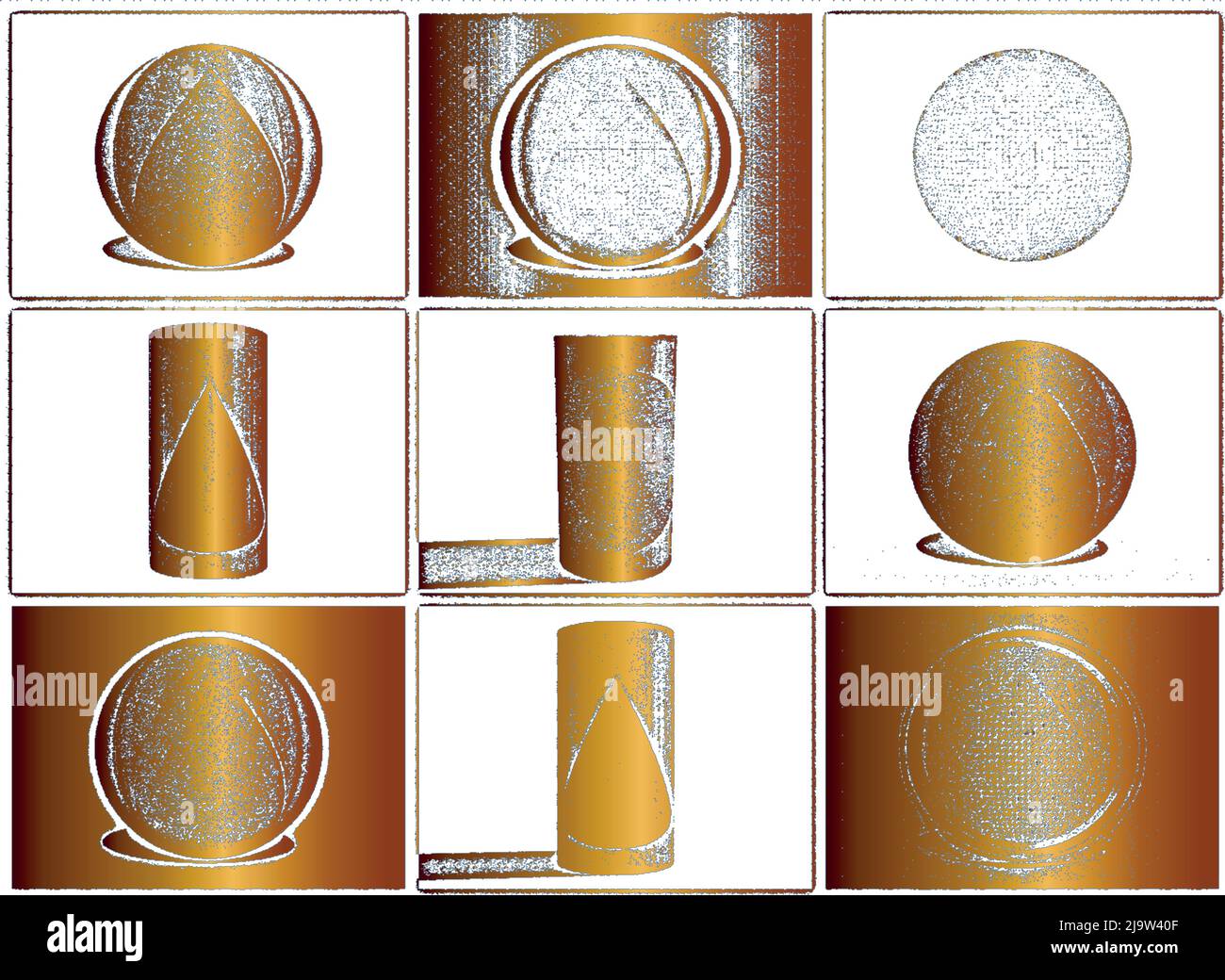Colori dorati del collage geometrico. Illustrazione EPS8. Illustrazione Vettoriale