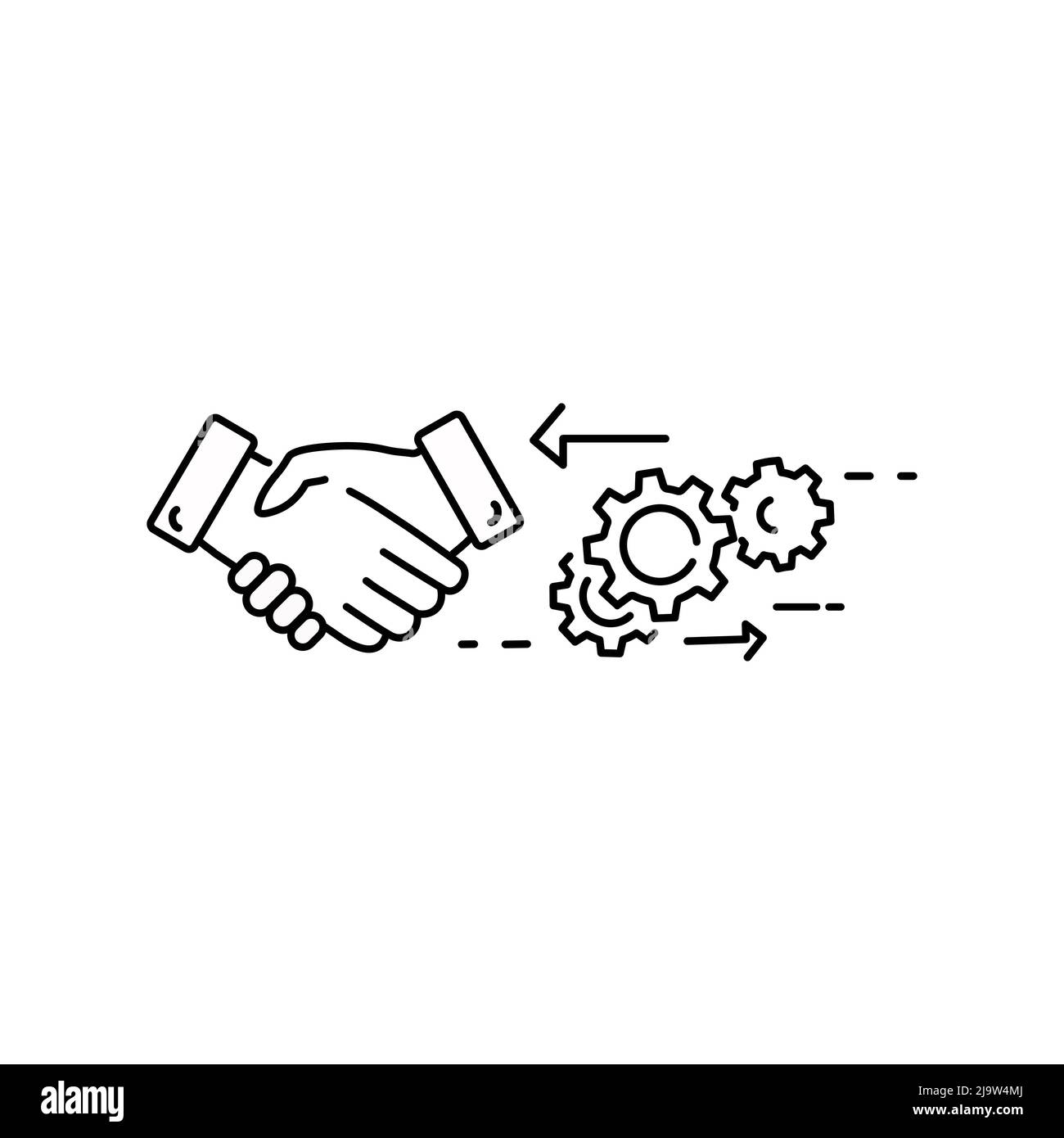 Icona di handshake. Semplice simbolo piatto. Illustrazione del pittogramma Perfect Black Illustrazione Vettoriale