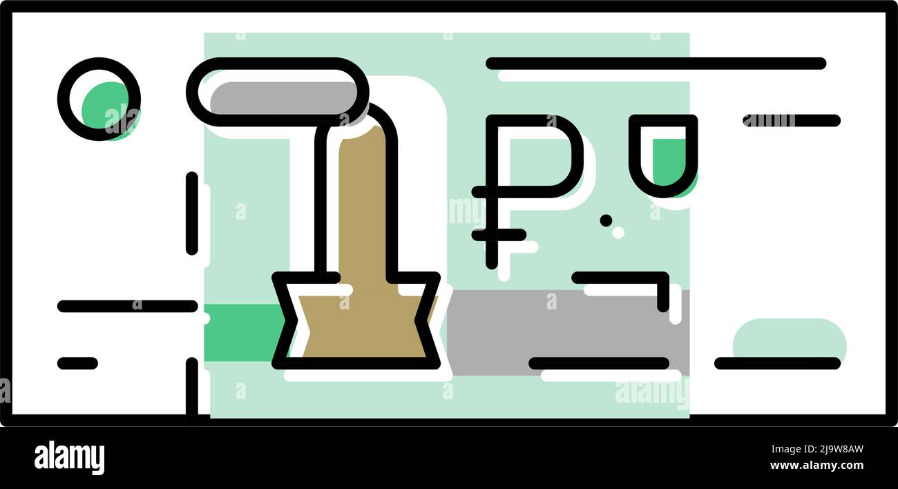 illustrazione vettoriale dell'icona del colore ruble rub Illustrazione Vettoriale