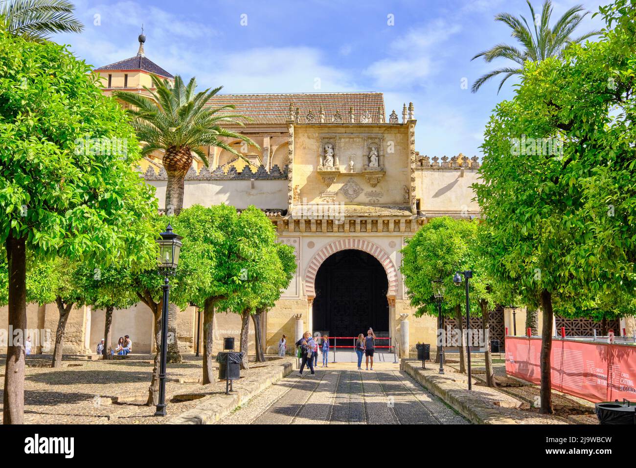 Mezquita-Catedral (Moschea-Cattedrale) di Cordoba, un sito patrimonio dell'umanità dell'UNESCO. Patio de los Naranjos. Andalucia, Spagna Foto Stock