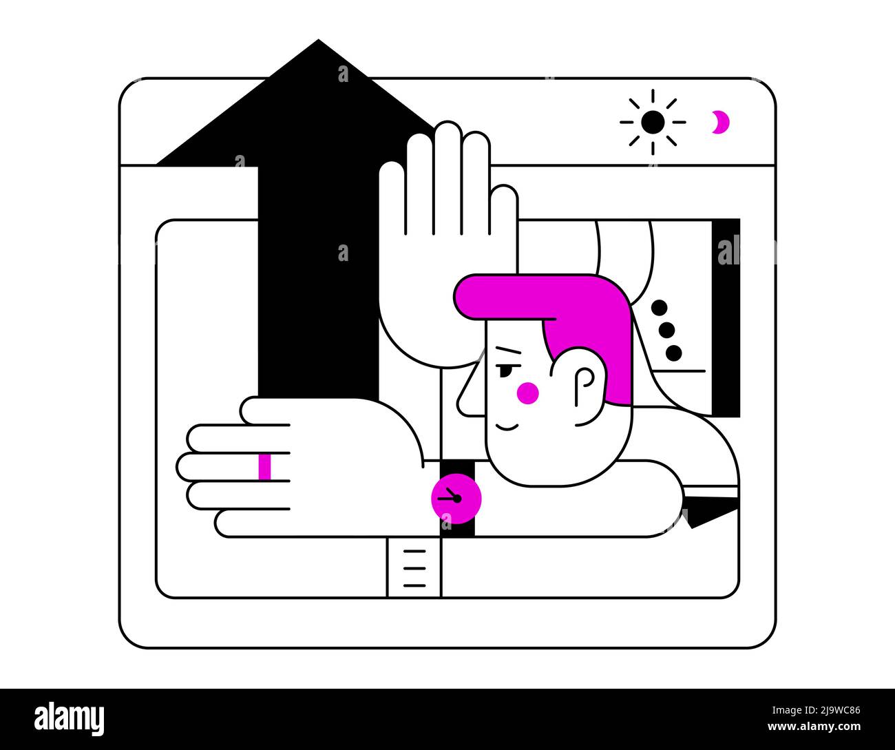 Lavorare nel sistema - disegno colorato di stile piatto Illustrazione Vettoriale
