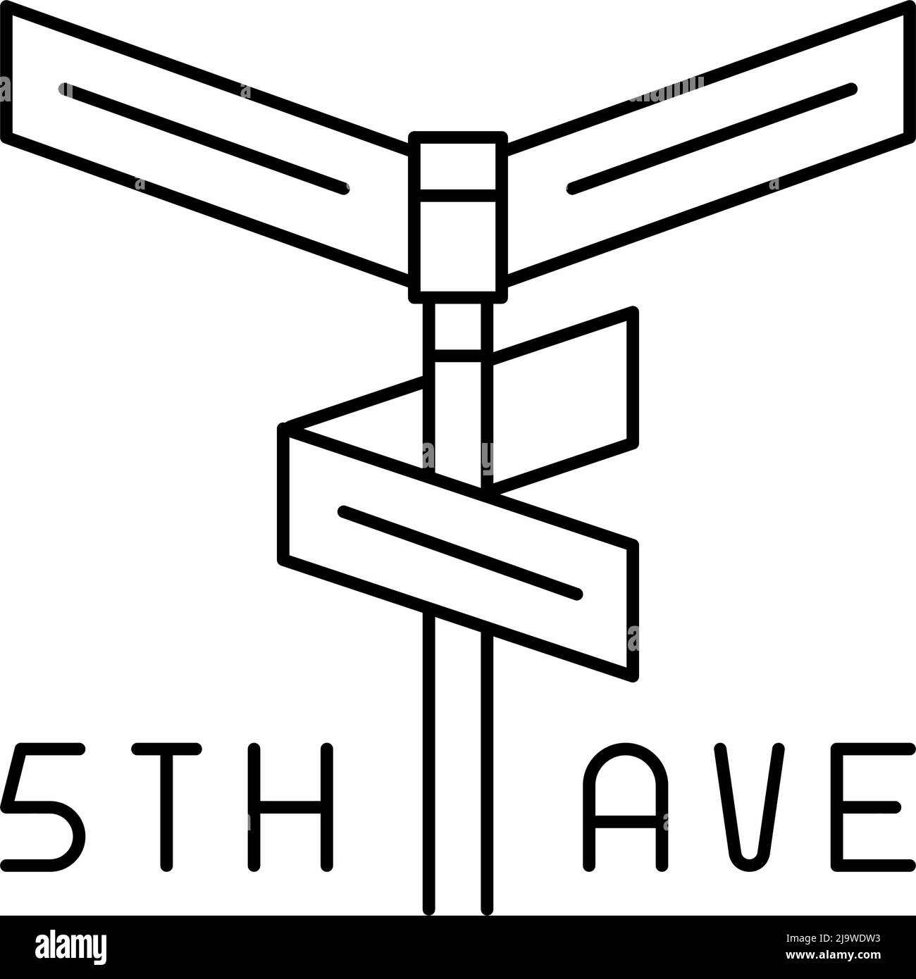 illustrazione vettoriale dell'icona della linea avenue 5th Illustrazione Vettoriale