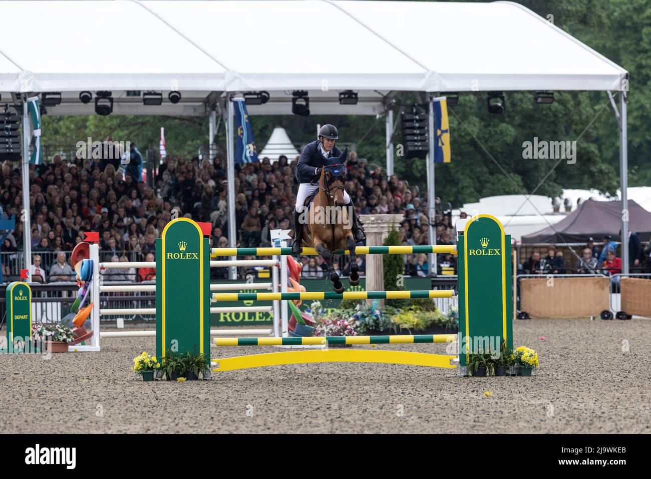 Royal Windsor Horse Show, il più grande spettacolo di cavalli all'aperto del Regno Unito, Windsor Castle, Inghilterra, Regno Unito Foto Stock