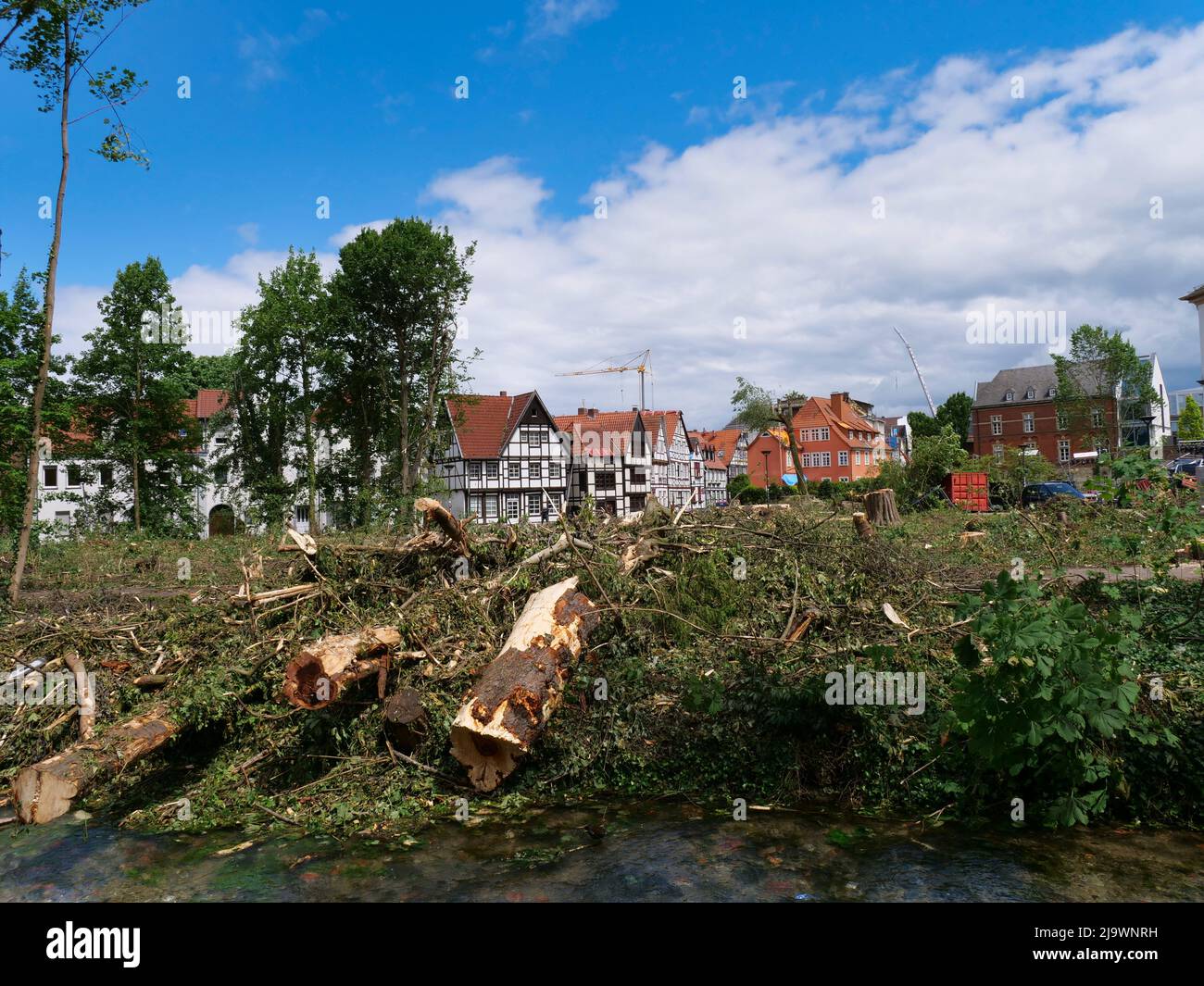 Tornado a Paderborn zerstört Teile der Innenstadt Foto Stock