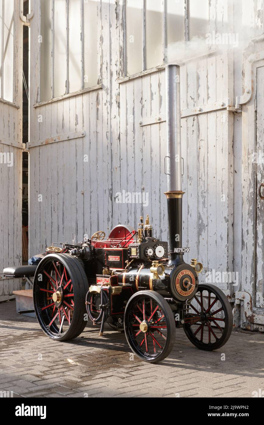 Mark Goddards, il motore a vapore in scala, la locomotiva Burrell Road al Burrell Steam Museum, Thetford, Regno Unito. Foto Stock