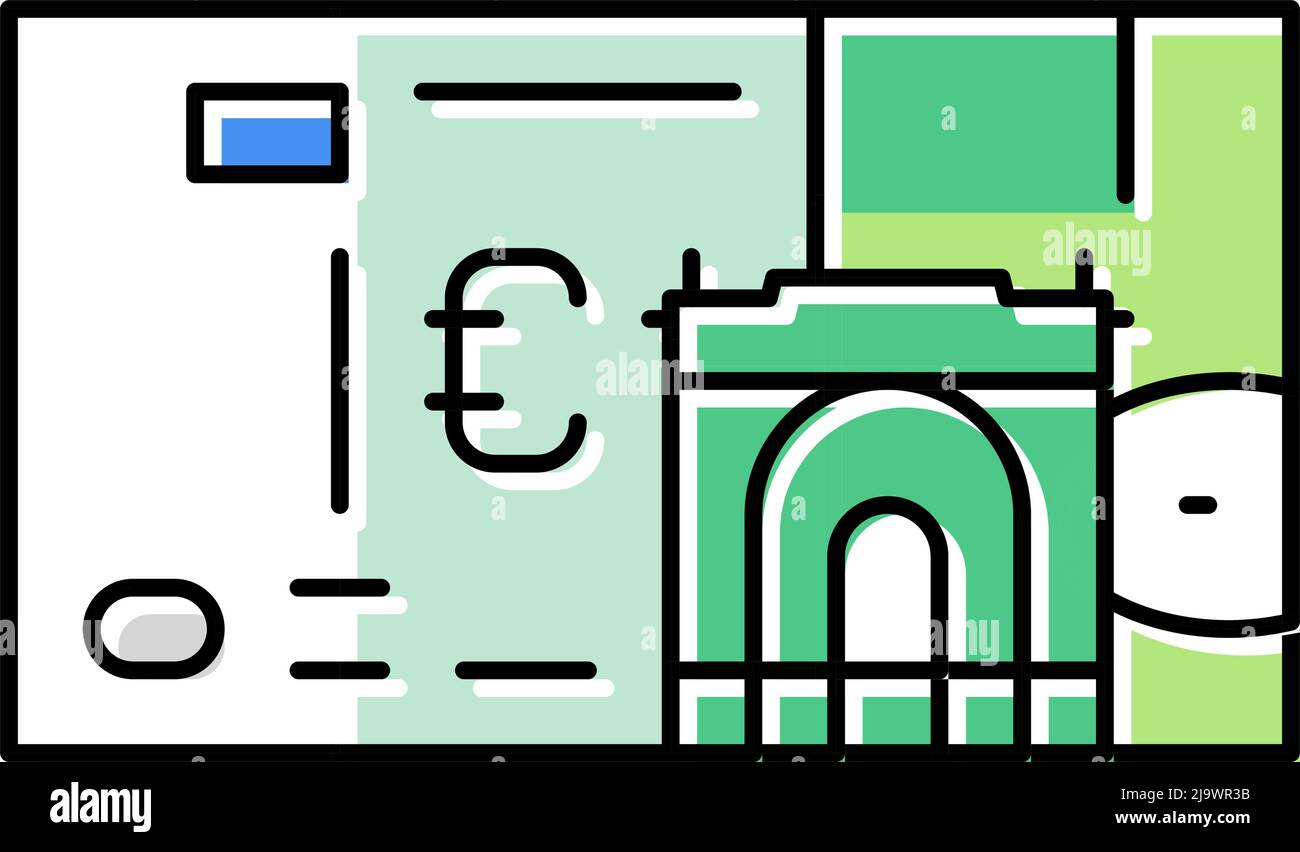immagine vettoriale dell'icona a colori euro eur Illustrazione Vettoriale