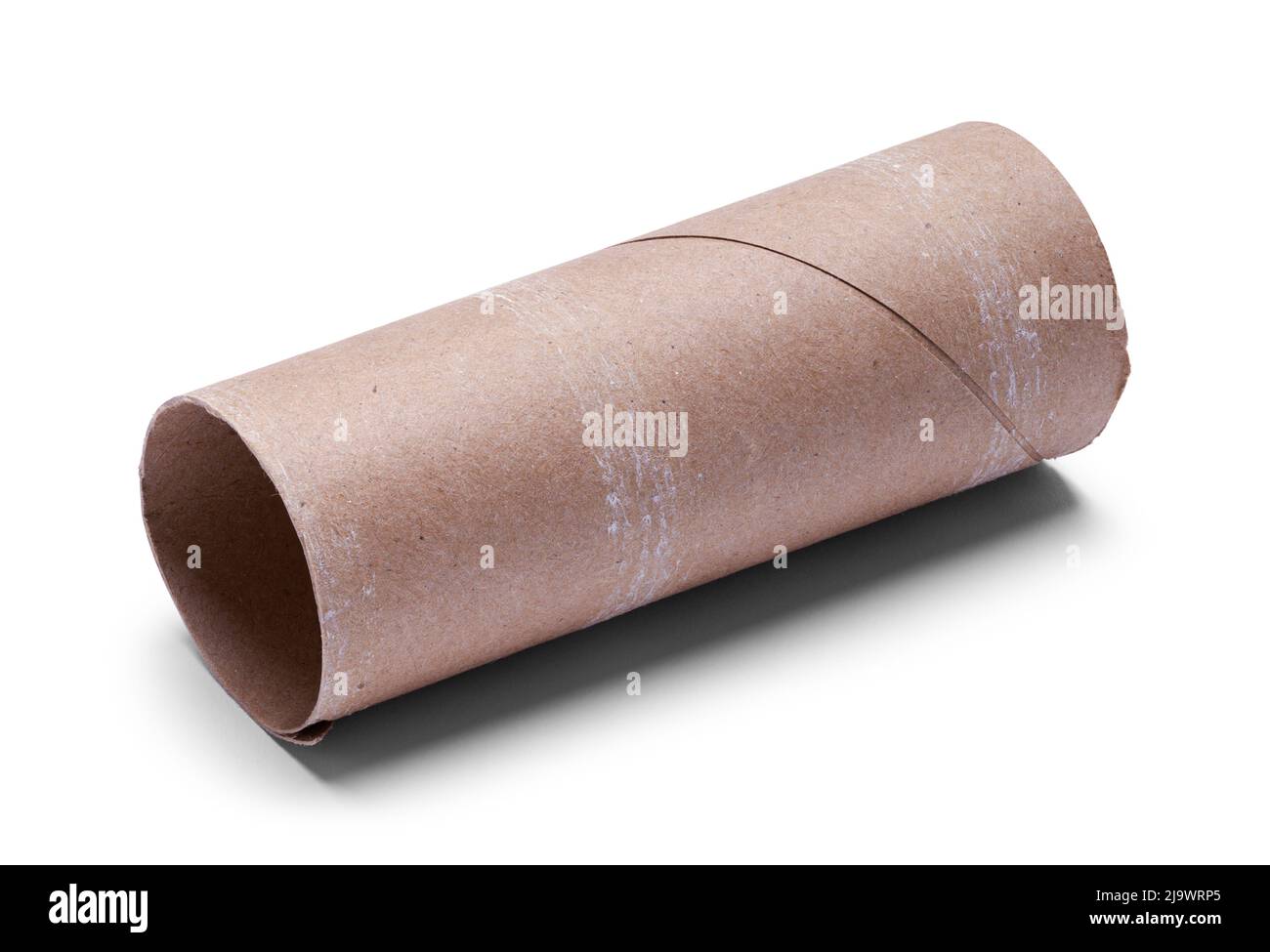 Carta igienica usata tagliata su bianco. Foto Stock