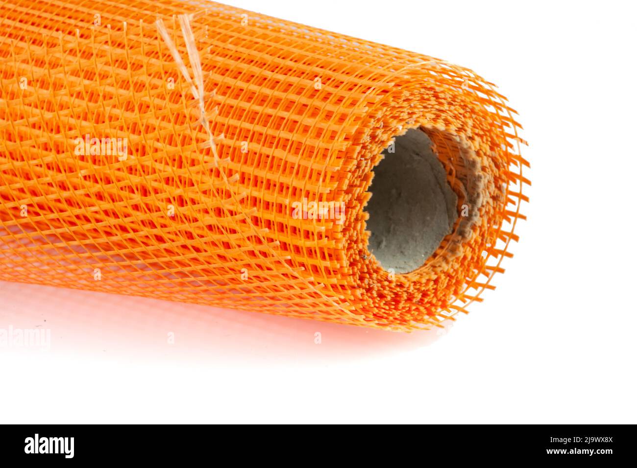 mesh per intonaco arancione isolato su sfondo bianco. Foto Stock