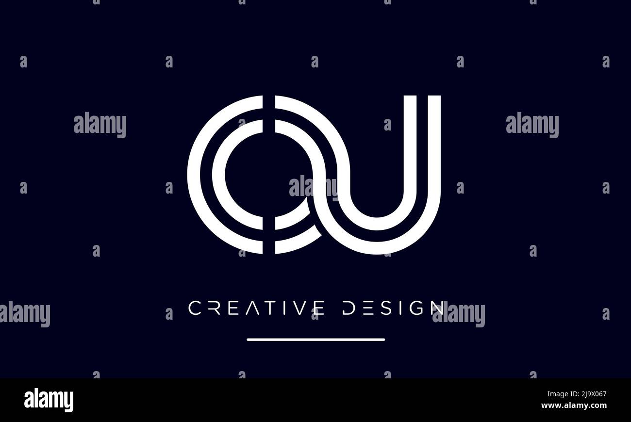 Alfabeto lettere OU o UO emblema del logo astratto Monogramma Illustrazione Vettoriale
