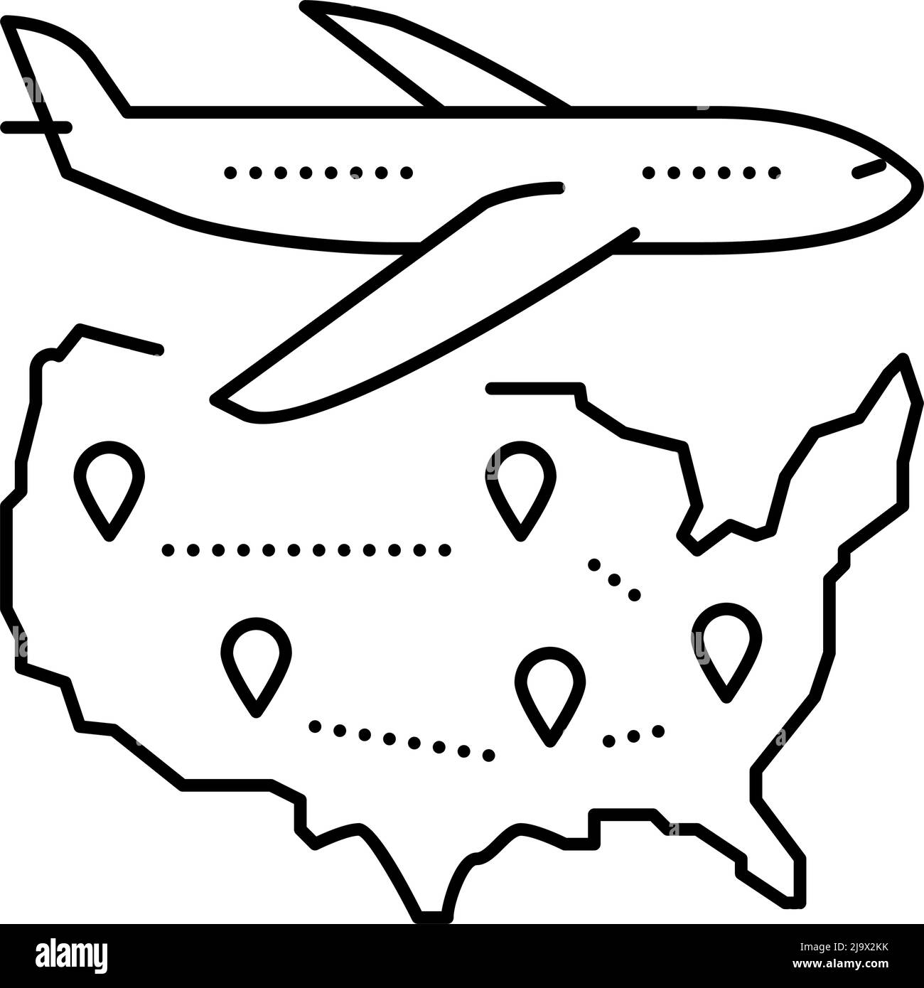 illustrazione vettoriale dell'icona della linea di viaggio negli stati uniti Illustrazione Vettoriale