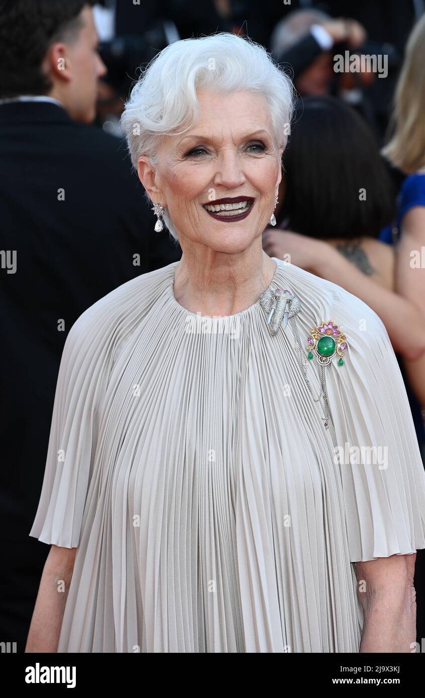 Cannes, Francia. 25 maggio 2022. Cannes, Francia. Maye Musk partecipa all'Elvis Premiere, parte del 75° Festival di Cannes, Palais de Festival, Cannes. Crediti: Doug Peters/EMPICS/Alamy Live News Foto Stock