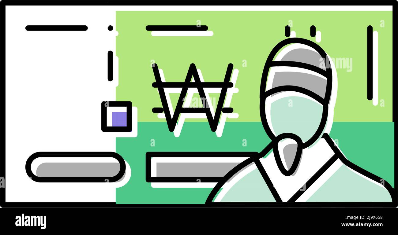 immagine vettoriale dell'icona a colori won krw Illustrazione Vettoriale