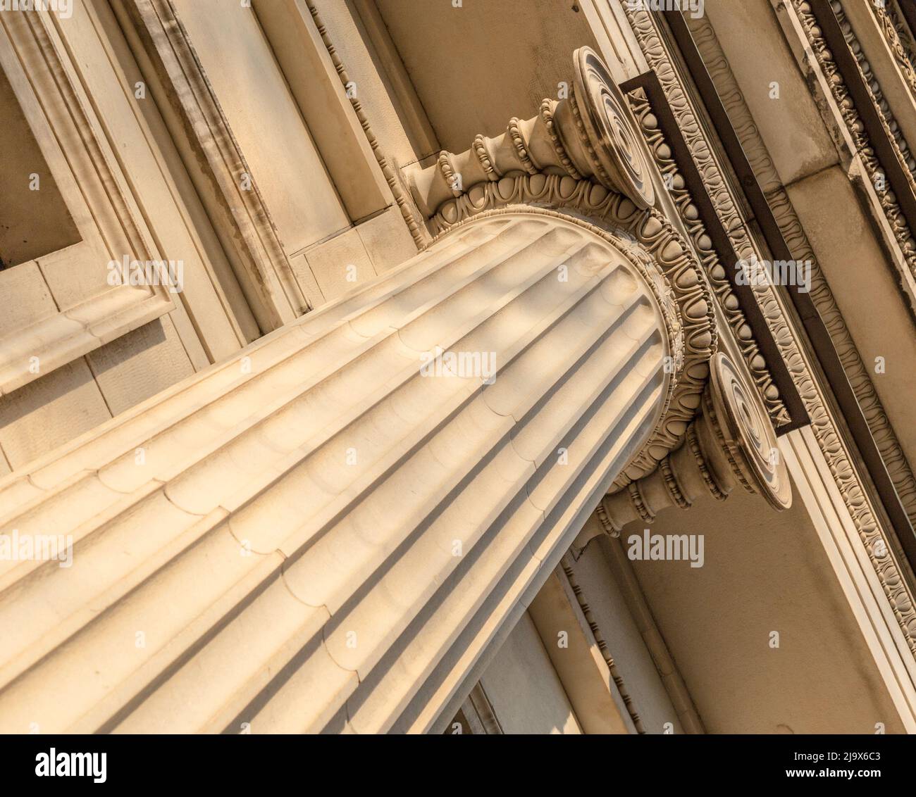Ionio capitale colonna dettagli architettonici. Foto Stock
