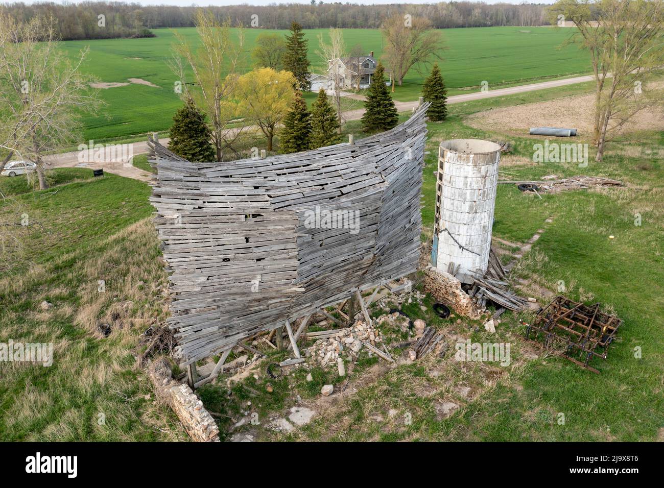 Port Austin, Michigan - 'Emergency Ark', uno dei numerosi granai della regione Thumb del Michigan che sono stati trasformati in opere d'arte. Il progetto, da Scot Foto Stock