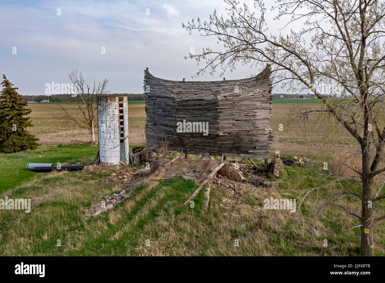 Port Austin, Michigan - 'Emergency Ark', uno dei numerosi granai della regione Thumb del Michigan che sono stati trasformati in opere d'arte. Il progetto, da Scot Foto Stock