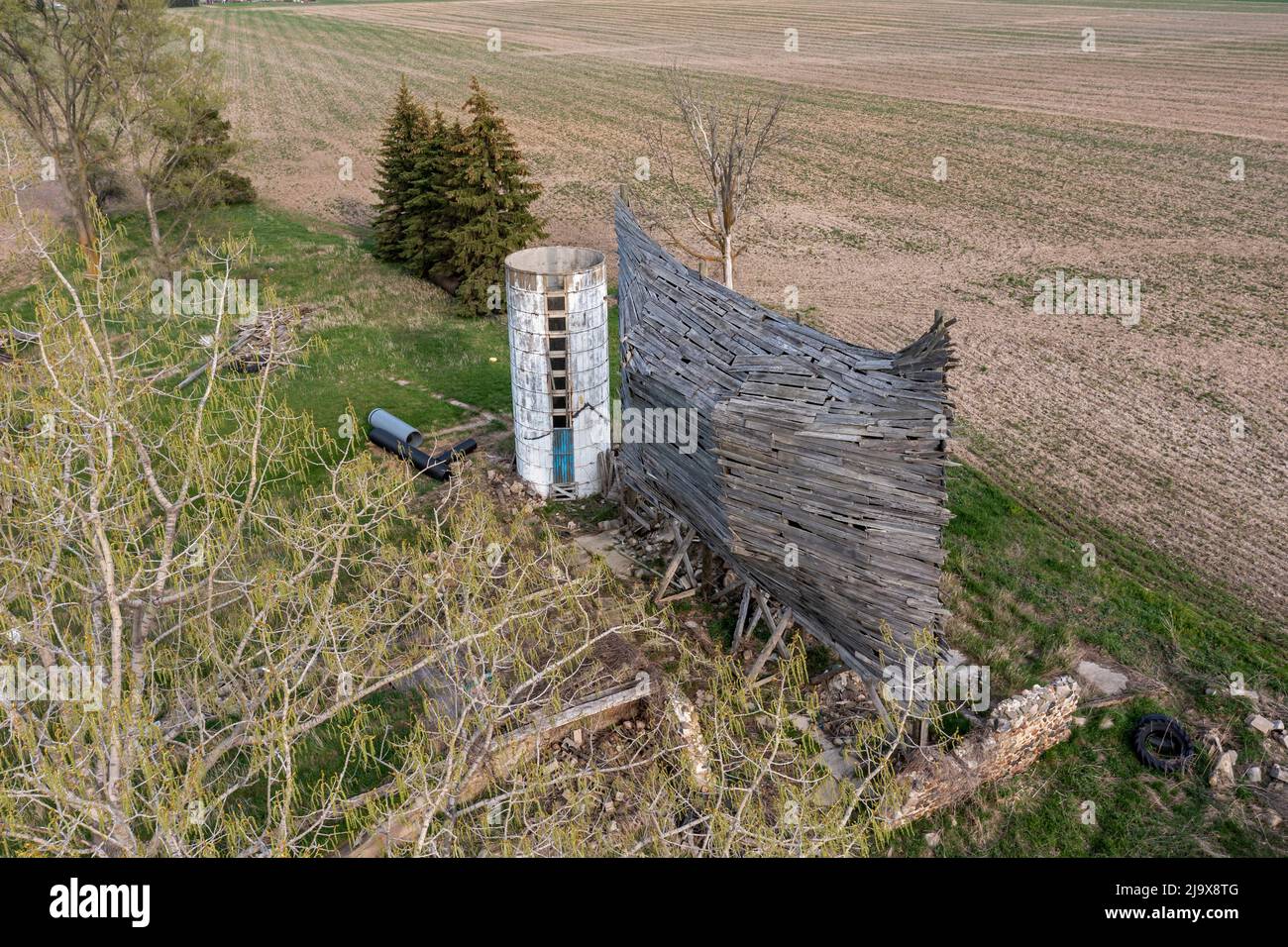 Port Austin, Michigan - 'Emergency Ark', uno dei numerosi granai della regione Thumb del Michigan che sono stati trasformati in opere d'arte. Il progetto, da Scot Foto Stock