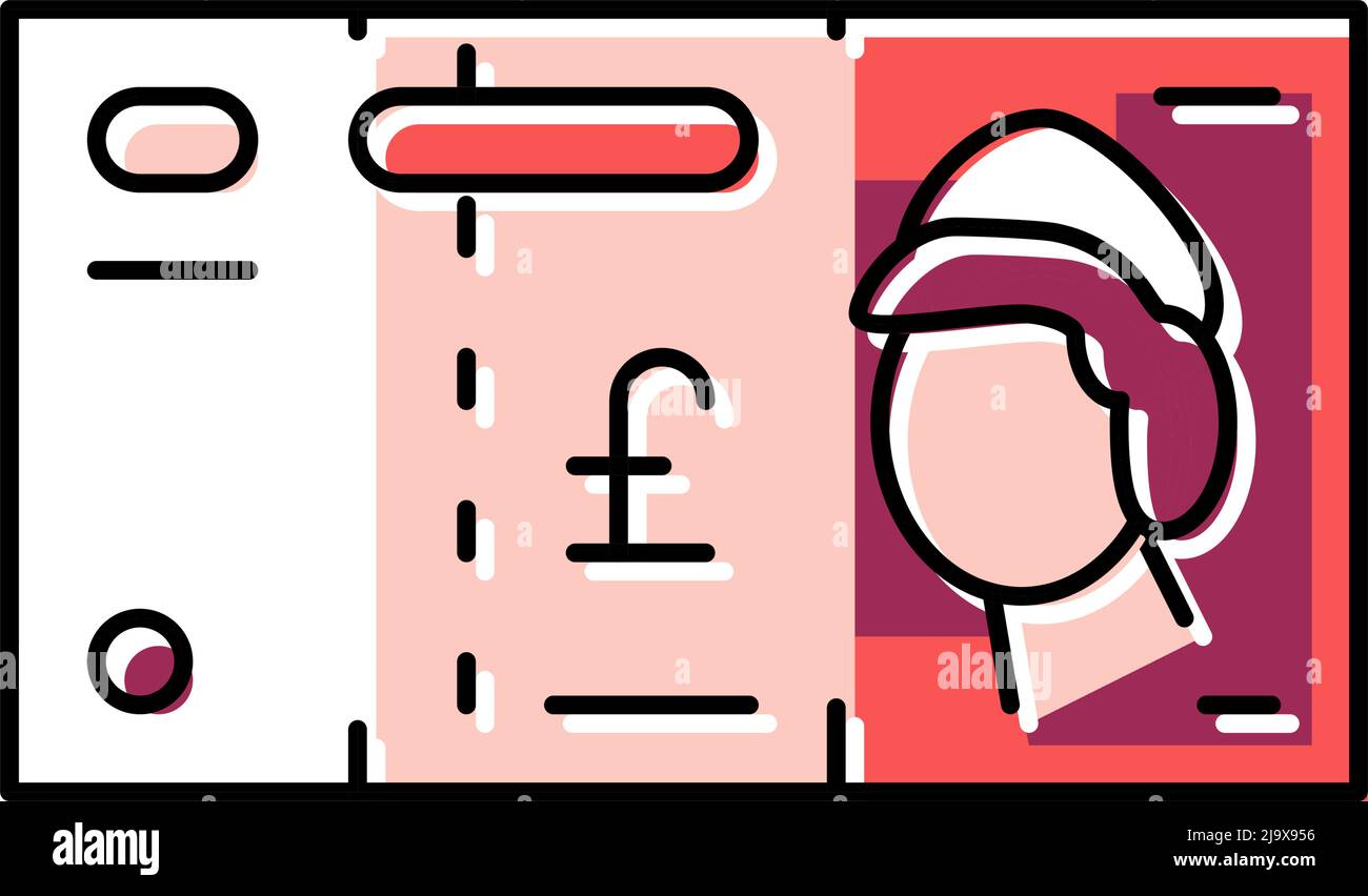 immagine vettoriale dell'icona a colori in sterline britanniche Illustrazione Vettoriale