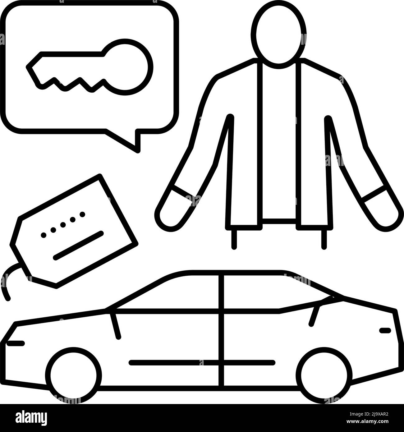 illustrazione vettoriale dell'icona della linea specializzata dei dettagli dell'auto Illustrazione Vettoriale