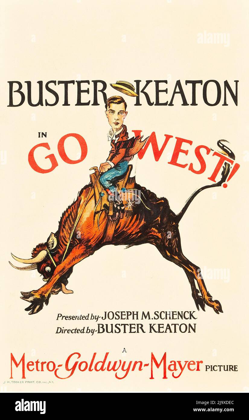 Buster Keaton - Go West (MGM, 1925). Scheda finestra. Foto Stock