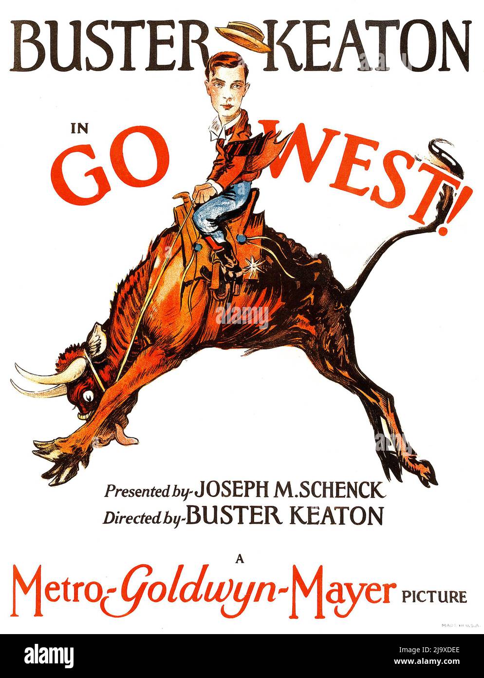 Buster Keaton - Go West (MGM, 1925). Scheda finestra. Foto Stock