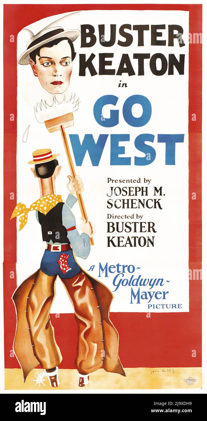 Poster vintage del film 'Go West' (1925) Buster Keaton. Foto Stock