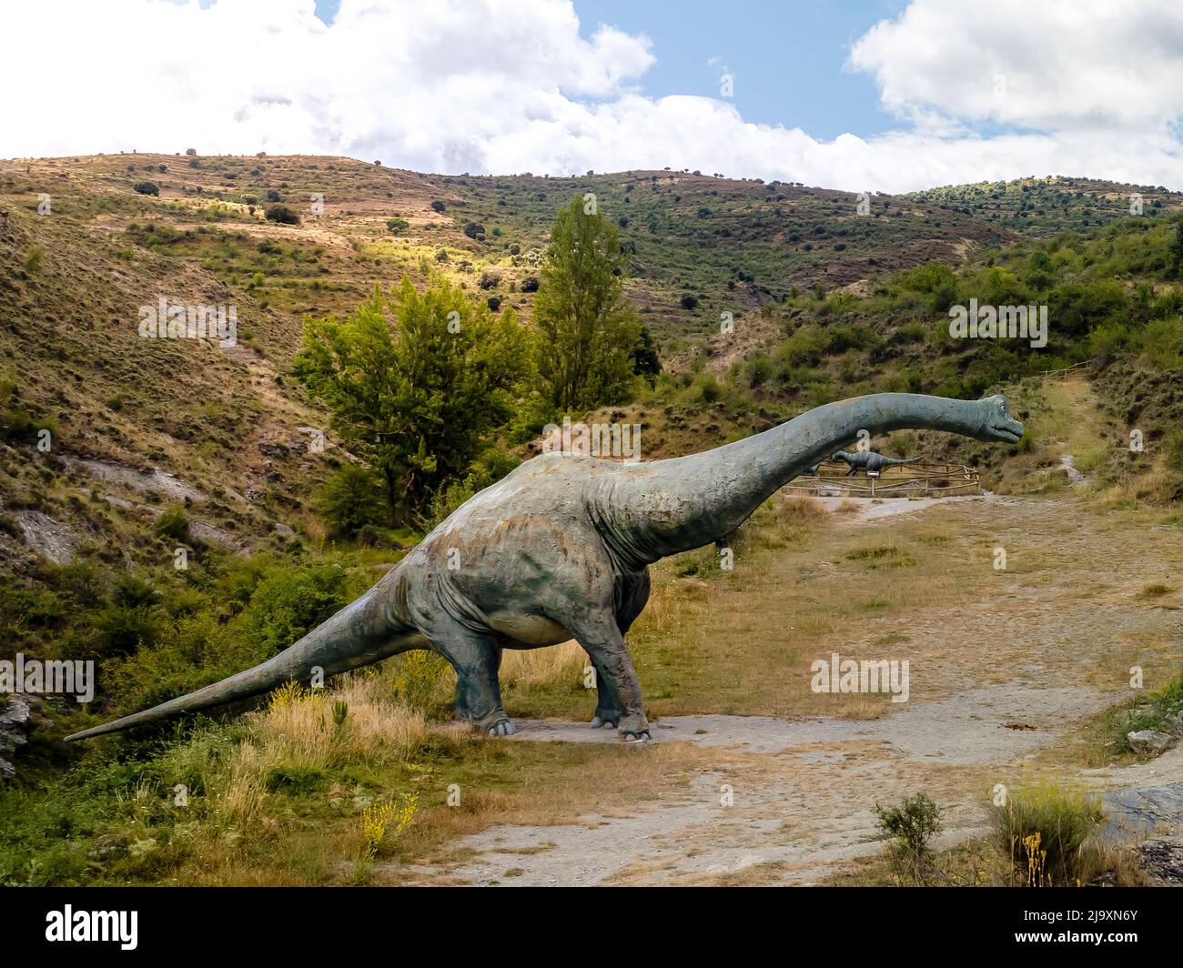 Dinosauro erbivoro figura perso burrone, Enciso. La Rioja Foto Stock