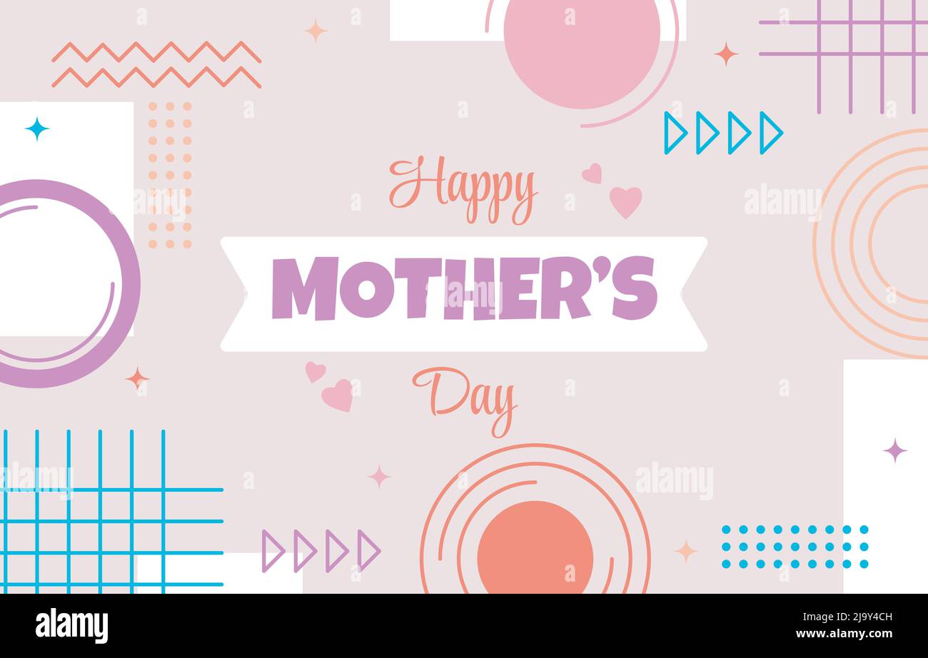 Buono regalo per famiglie Happy Mother Day Memphis stile astratto Illustrazione Vettoriale