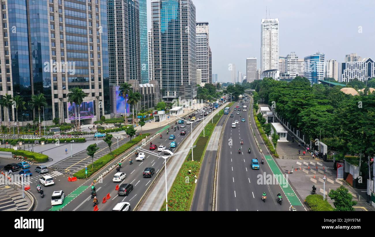 Jakarta city center vista aerea in Indonesia Foto Stock