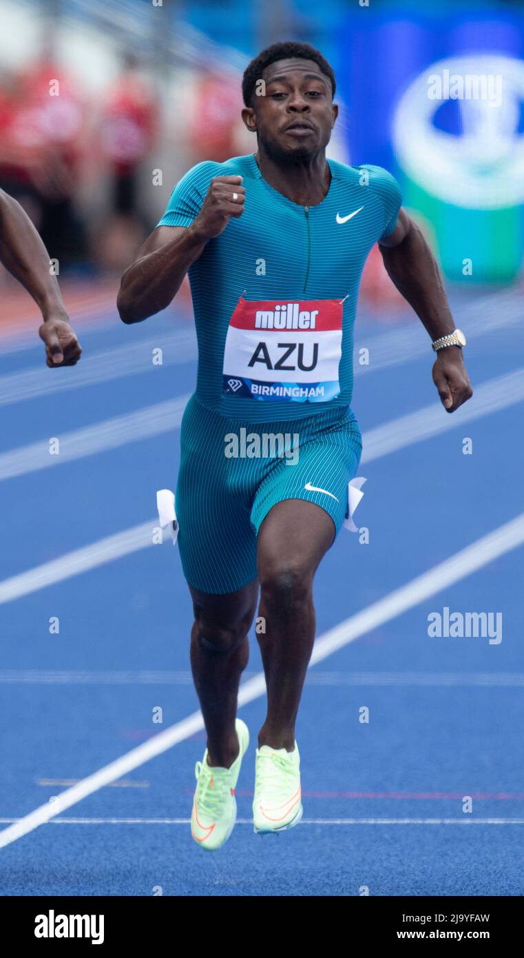 Jeremiah azu gareggia nella gara maschile 100m B alla Birmingham Diamond League, Birmingham Inghilterra, il 12 maggio 2022 a Birmingham, Inghilterra. Foto Stock