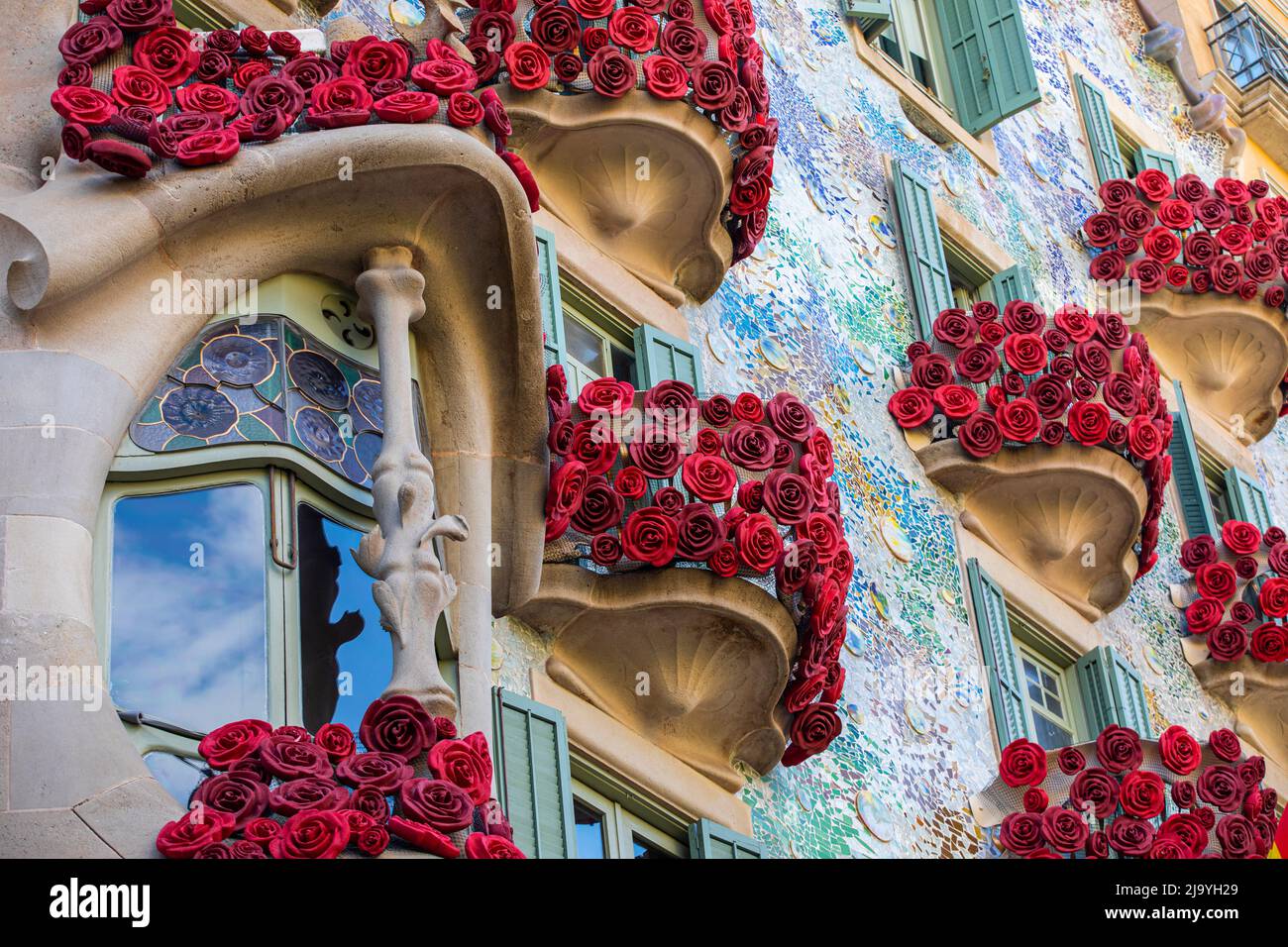 L'architettura di Antoni Gaudí è stata presentata alla Casa Batllo di Barcellona Foto Stock