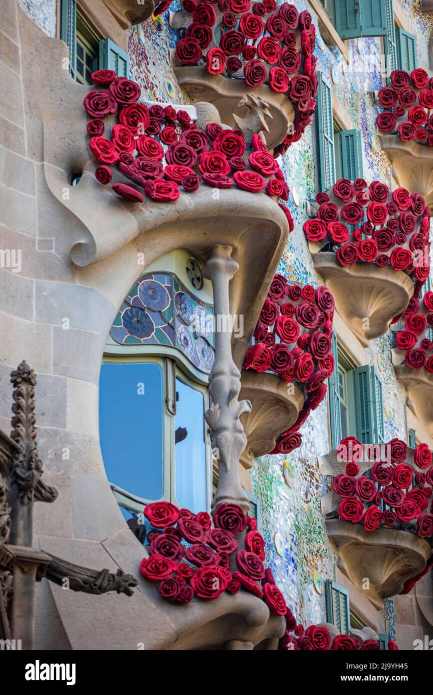 L'architettura di Antoni Gaudí è stata presentata alla Casa Batllo di Barcellona Foto Stock