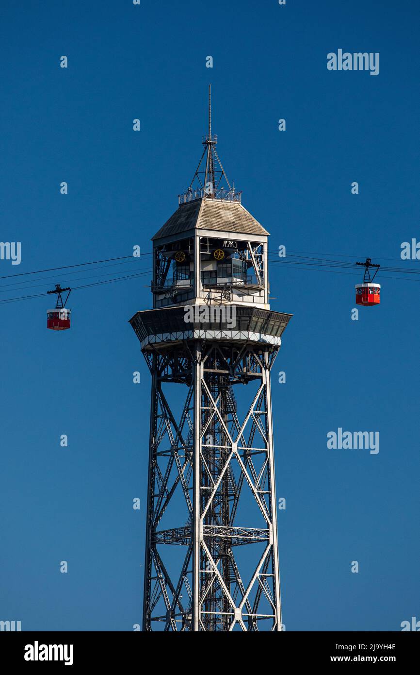 Telèferic de Montuitic - funivia a Barcellona, Spagna Foto Stock