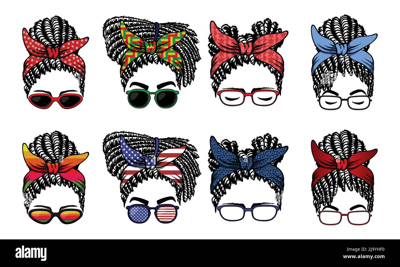 Disordinato bun dreadlocks capelli illustrazione vettoriale Illustrazione Vettoriale