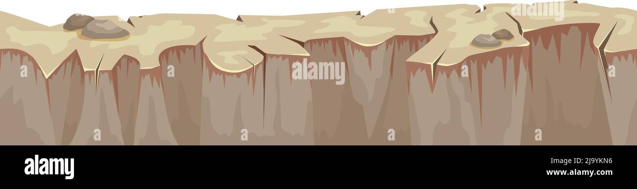 Cartoon paesaggio di terra sassoso per l'illustrazione vettoriale dell'interfaccia utente di gioco Illustrazione Vettoriale